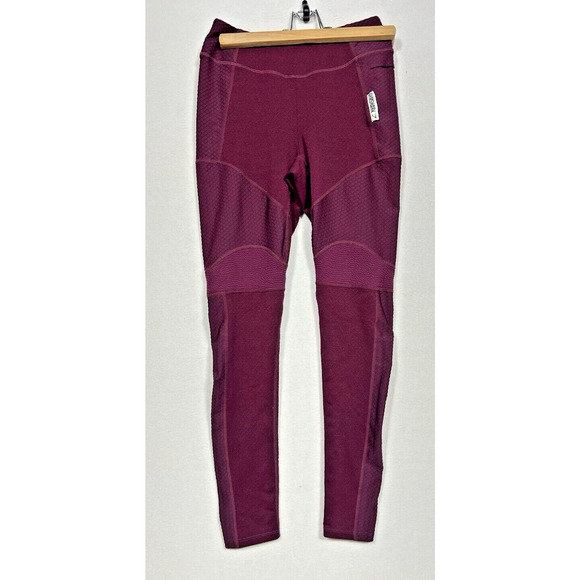 Gymshark Leggings Womens Size S maroon Textured Compression Activewear‎ pocket - Picture 1 of 6